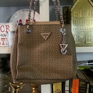Guess Brown Monogram Tote Bag